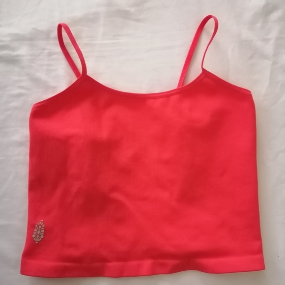 Free People Movement Strappy Back Cropped Tank Ribbed Neon Raspberry M/L (6-10) - Picture 5 of 15